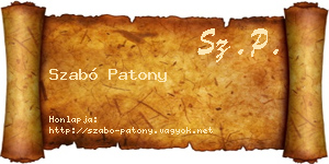 Szabó Patony névjegykártya
